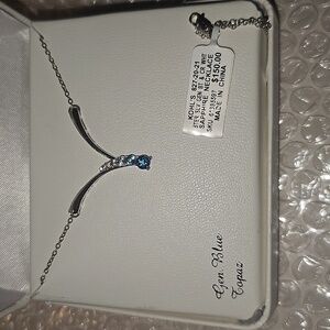 925 Genuine Blue Topaz and Sapphire Necklace NWT